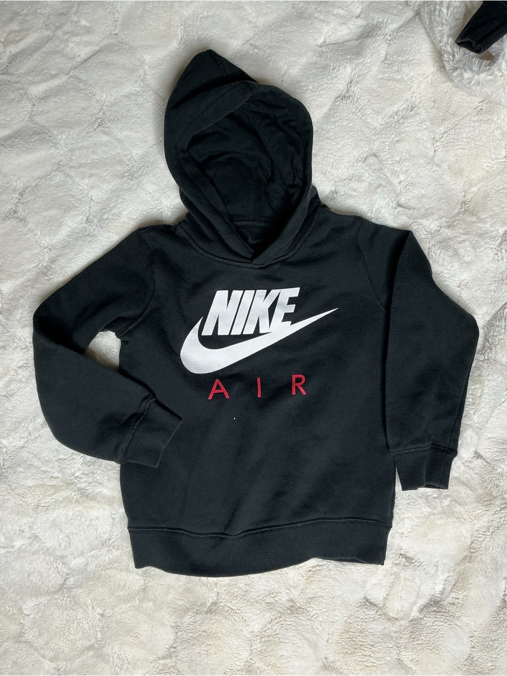 Nike Black Hoodie with White Swoosh and Red AIR Logo